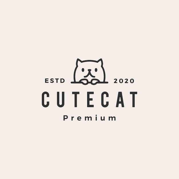 Cute cat  vintage logo   