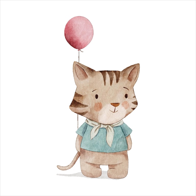 cute cat watercolor hand drawn illustration