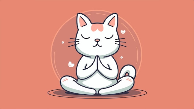 Vector cute cat yoga vector icon illustration