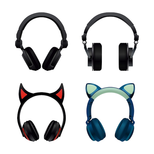 Vector cute catear headphones for fun and stylish listening