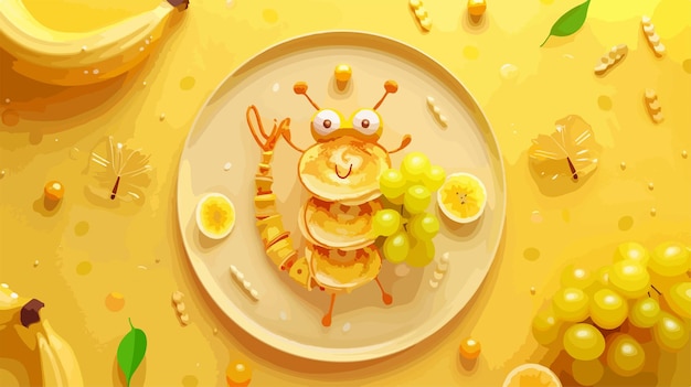 Vector cute caterpillar plate for kids mealtime fun