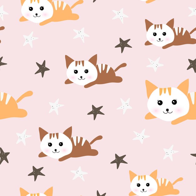 cute cats animal seamless pattern design