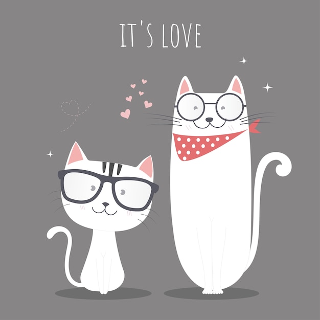 cute cats in love.