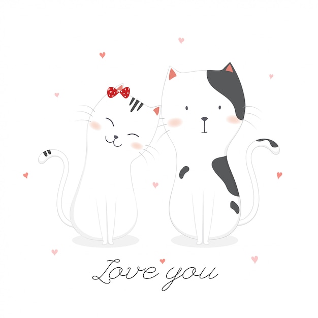 Cute cats in love.