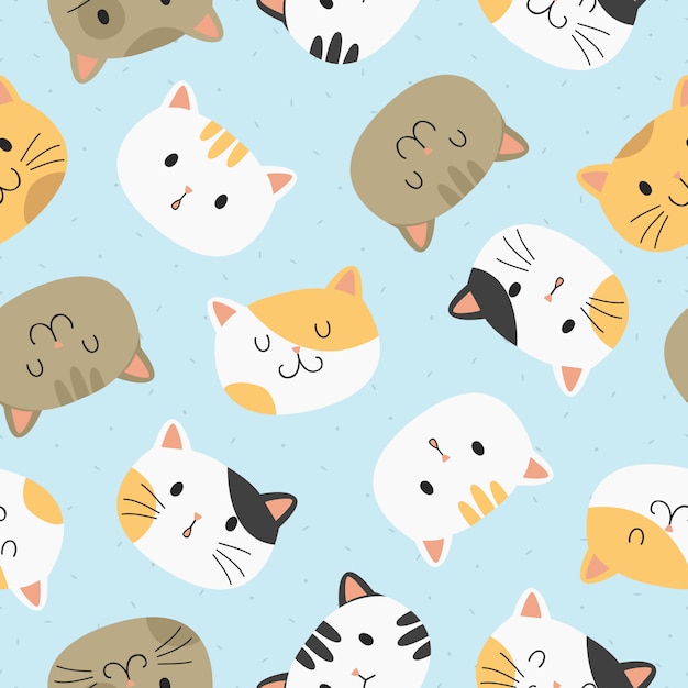 Cute cats seamless pattern.