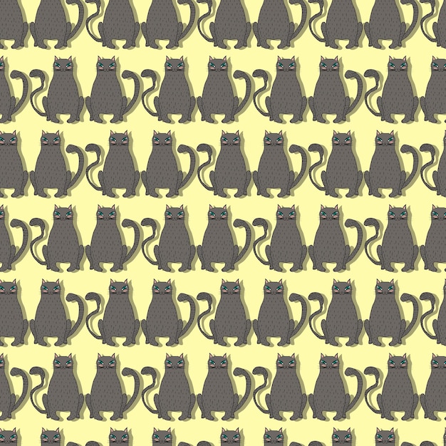 Cute cats vector seamless pattern