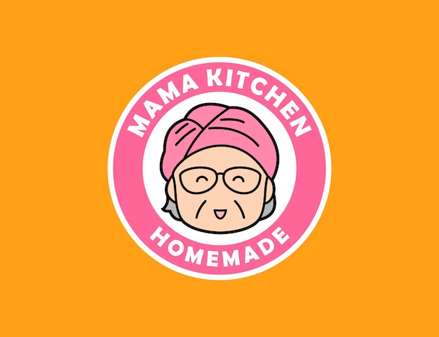 Cute character of grandma for kitchen logo template