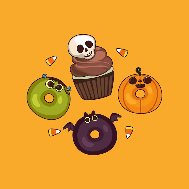 Vector cute character halloween party