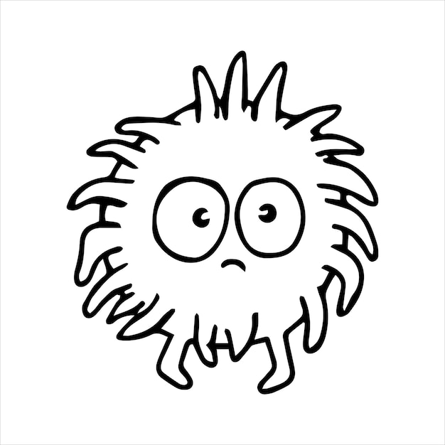 cute character virus bacteria vector drawing in doodle style cartoon