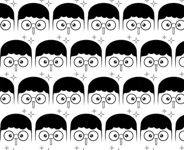 Cute Character with Glasses Pattern Vector