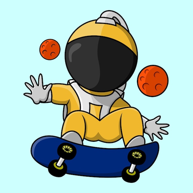 cute characters,
astronauts playing skateboards, suitable for flayer, banner, social media, and othe