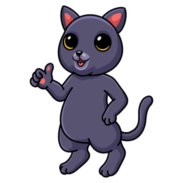 Cute chartreux cat cartoon giving thumb up