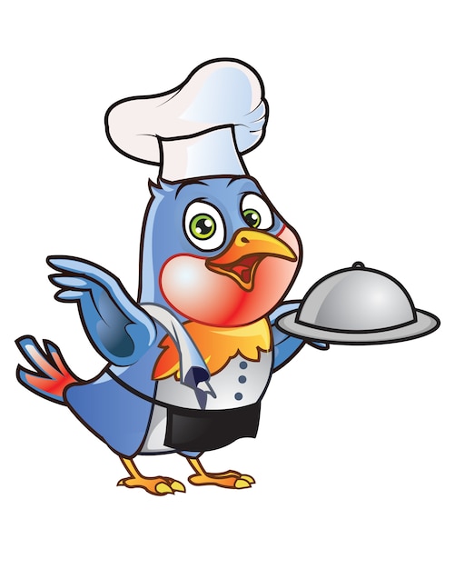 Cute Chef Bird Cartoon Mascot