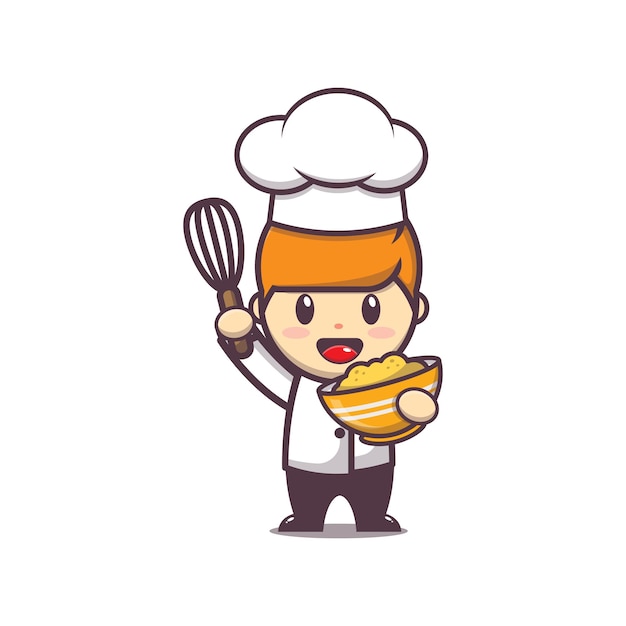 cute chef boy character illustration