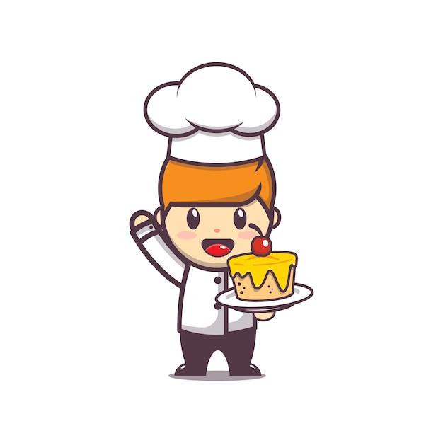 cute chef boy character illustration