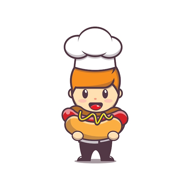 cute chef boy character illustration