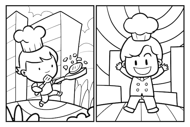 Cute chef cartoon coloring page