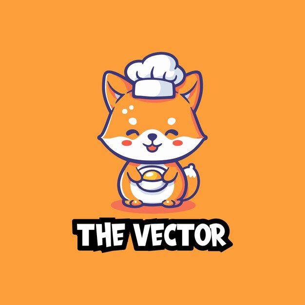 Vector cute chef dog logo vector mascot character cartoon illustration