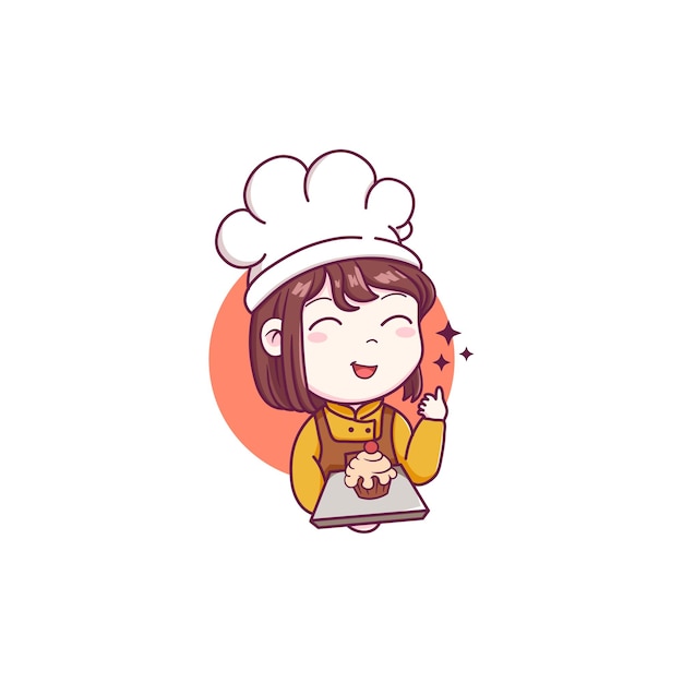 cute chef girl cartoon design