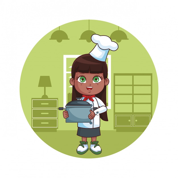 Cute chef girl cartoon