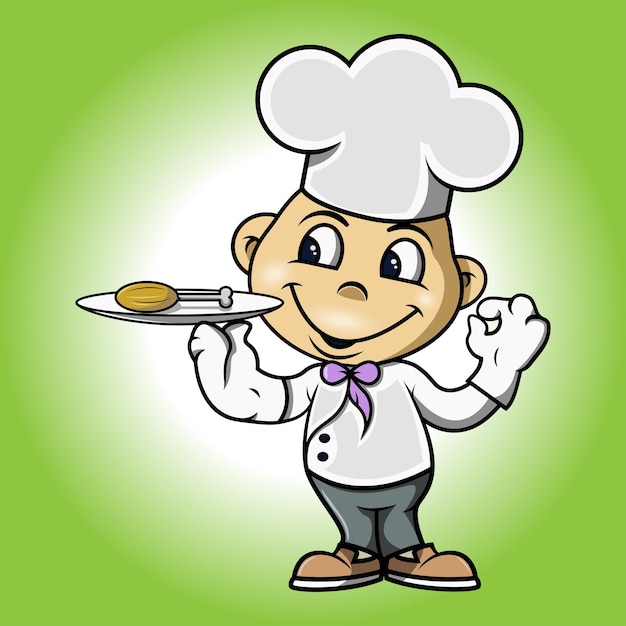 Cute chef with his dishes