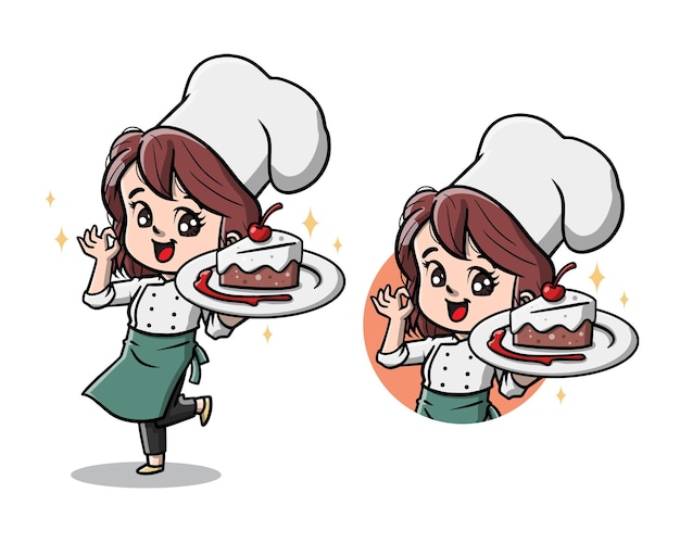 Cute Chef Woman Cartoon