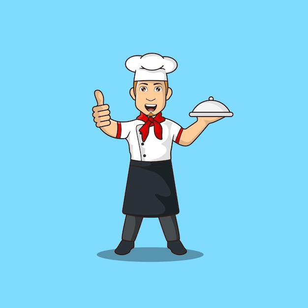 Cute cheff man logo design illustration