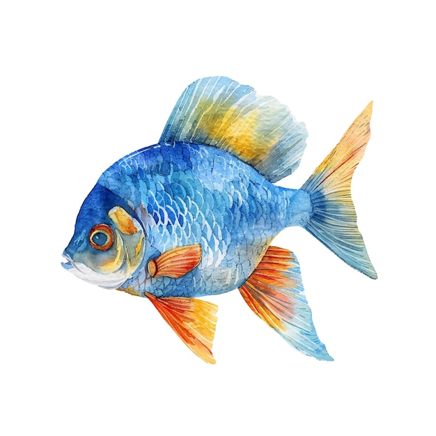 cute cherry bluegill illustration in watercolour style