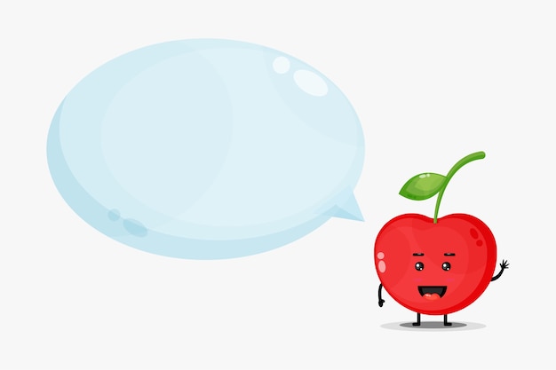 Cute cherry mascot with bubble speech