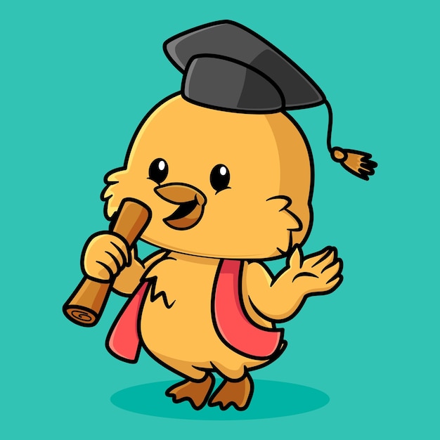 Cute Chick Cartoon Design Back to school Icon Concept Isolated Premium Vector Flat Cartoon Style