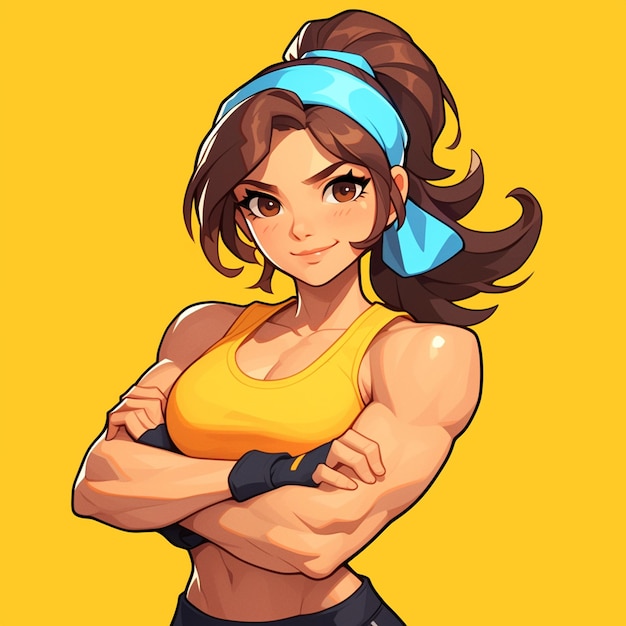 A cute chick fitness trainer cartoon style