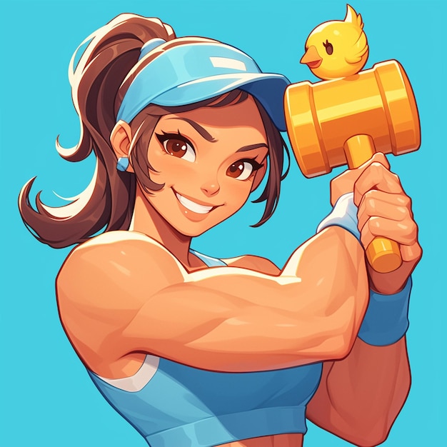 A cute chick fitness trainer cartoon style