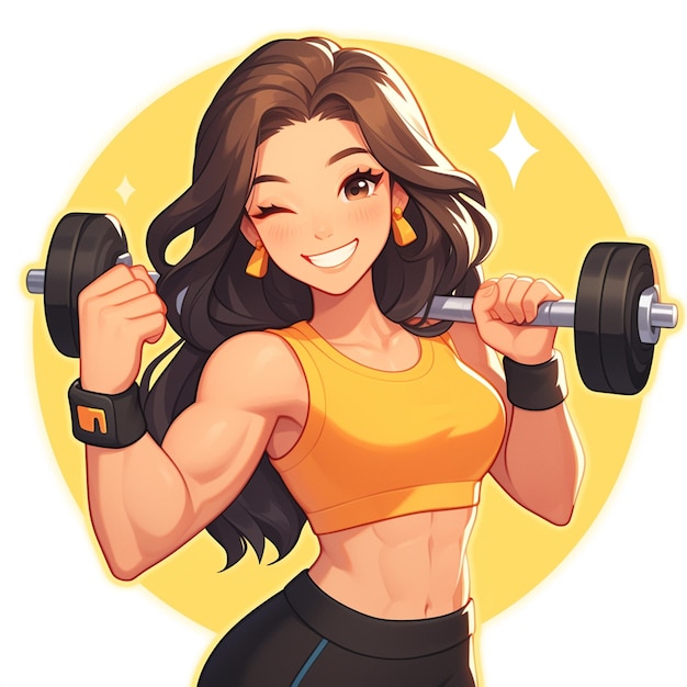 A cute chick fitness trainer cartoon style