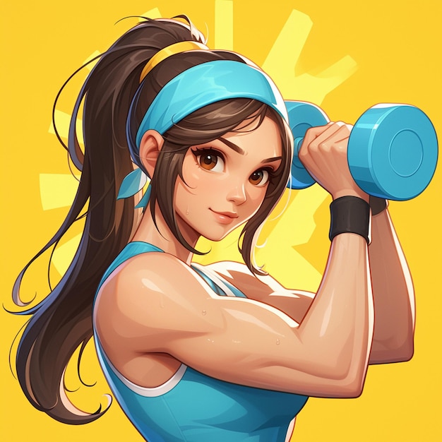 A cute chick fitness trainer cartoon style