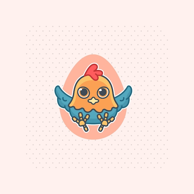 Cute chicken cartoon illustration logo