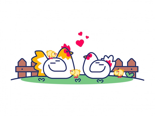 Cute chicken cartoon illustration