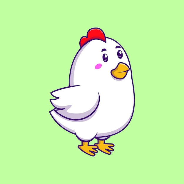 Cute Chicken Cartoon Vector Icons Illustration Flat Cartoon Concept