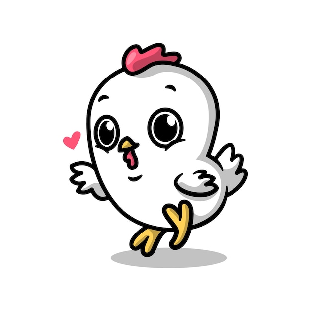 A CUTE CHICKEN IS SHOWING LOVE CARTOON MASCOT