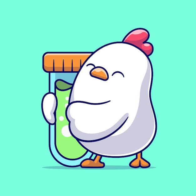 Cute Chicken Liquid Medicine Cartoon Vector Icon Illustration Animal Medical Icon Isolated Flat