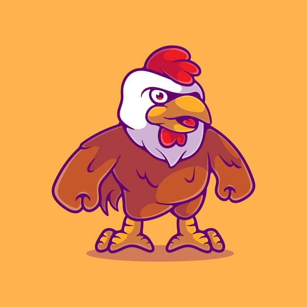 Cute chicken rooster illustration suitable for mascot sticker and tshirt design