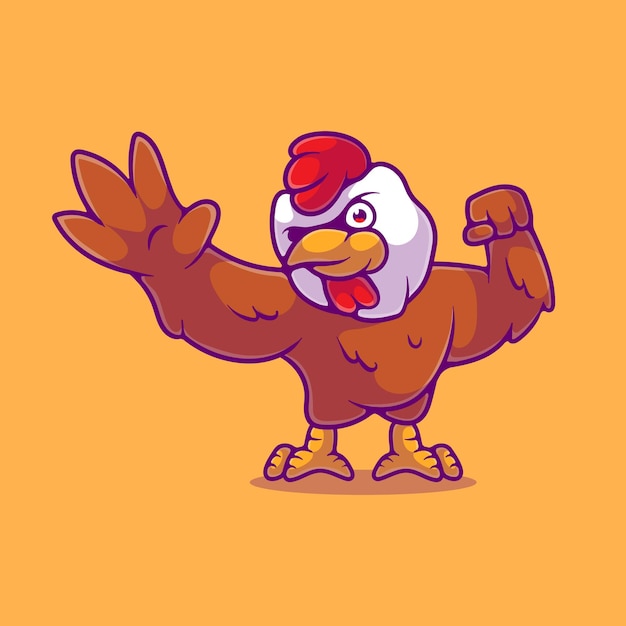 Cute chicken rooster illustration suitable for mascot sticker and tshirt design