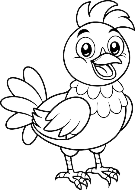 Vector cute chickens doodle coloring page character