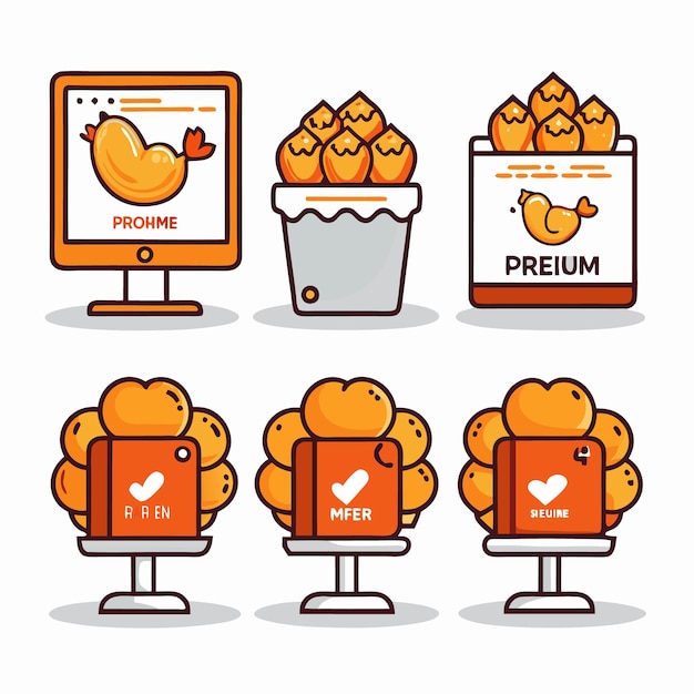 Cute ChickenThemed Fast Food Logos and Icons Adorable Chicken Characters for Food Branding