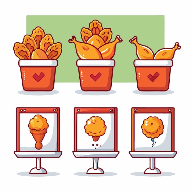 Cute ChickenThemed Fast Food Logos and Icons Adorable Chicken Characters for Food Branding