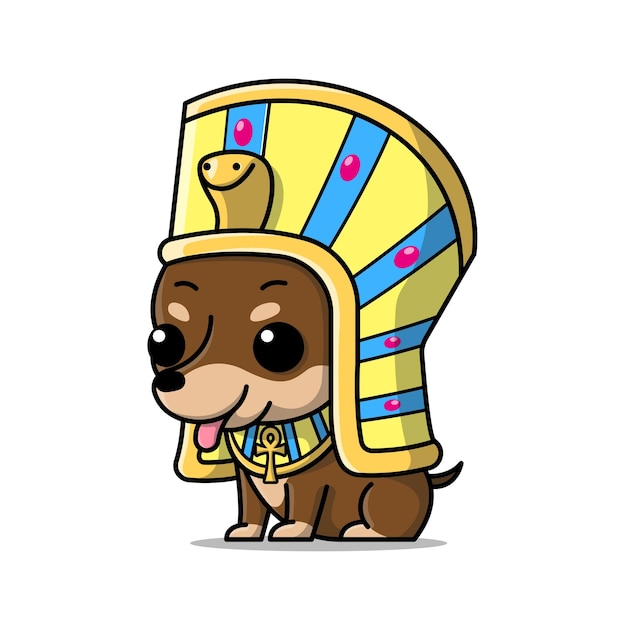 CUTE CHIHUAHUA IS WEARING EGYPT GOD COSTUME CARTOON ILLUSTRATION