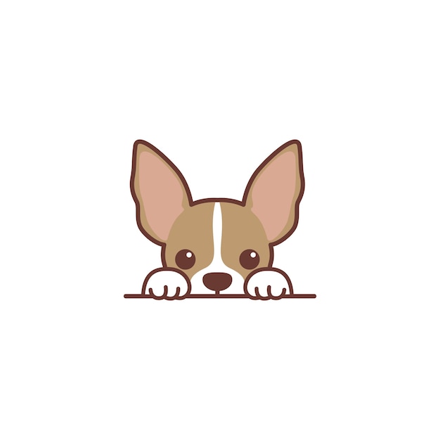 Cute chihuahua puppy peeking cartoon vector illustration