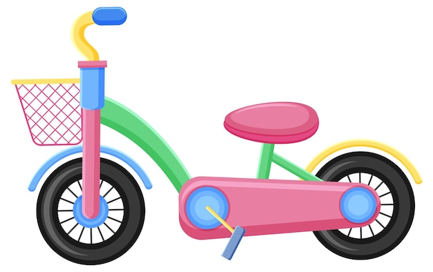 Vector cute children bicycle toy on white background