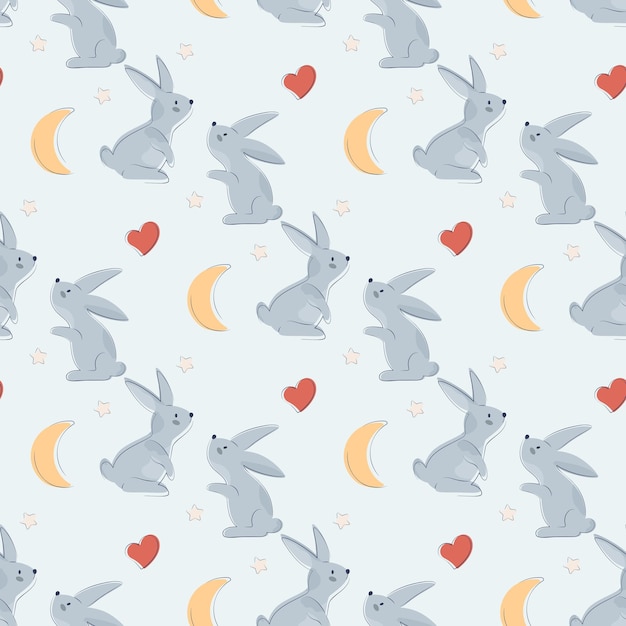 Cute children pattern with rabbits