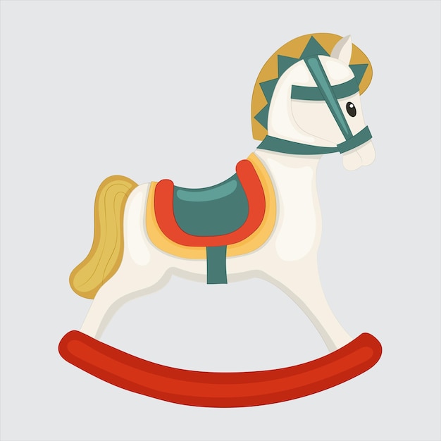 Cute children's toy rocking horse Isolated vector illustration