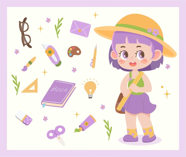 Cute children and stationery